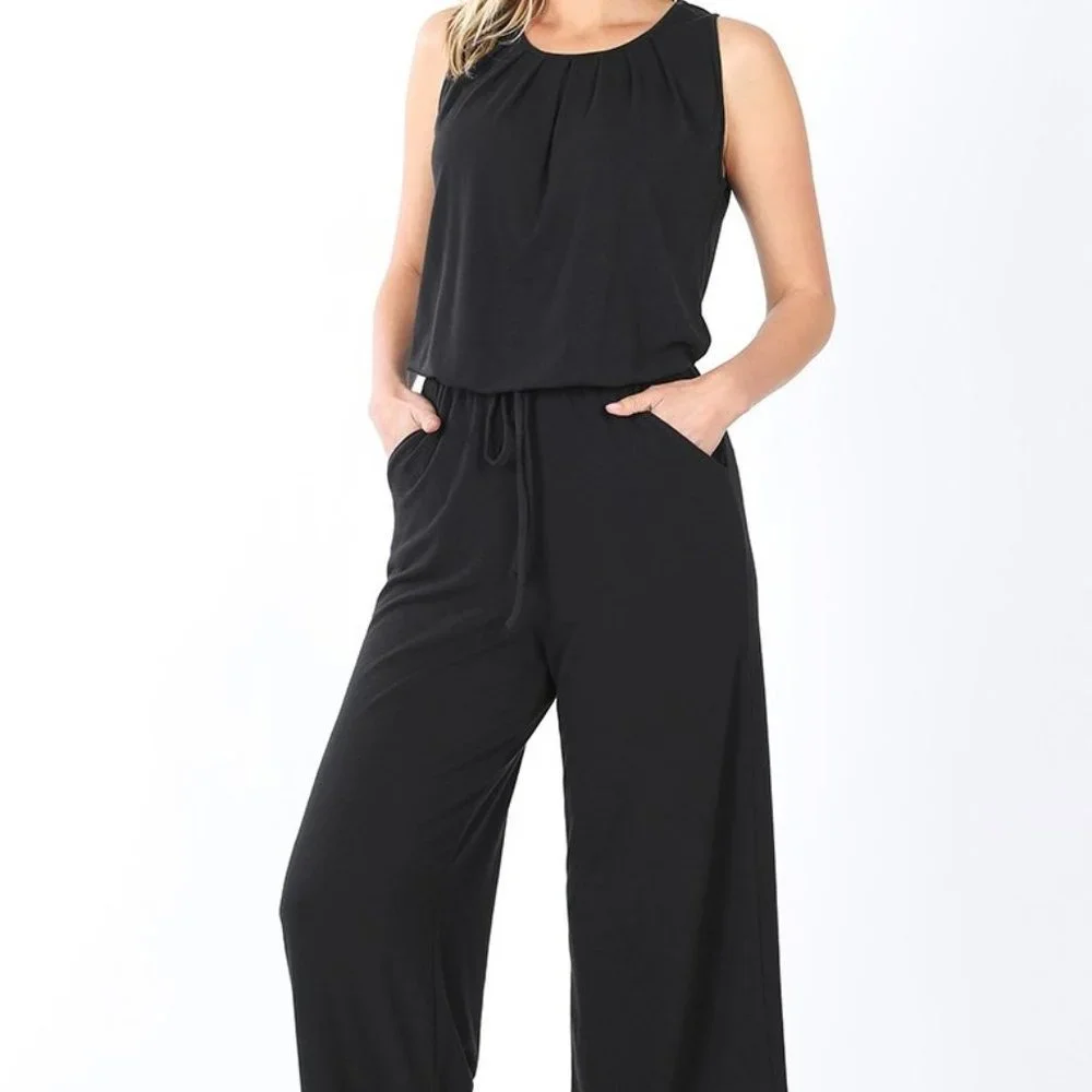 SLEEVELESS JUMPSUIT WITH POCKETS